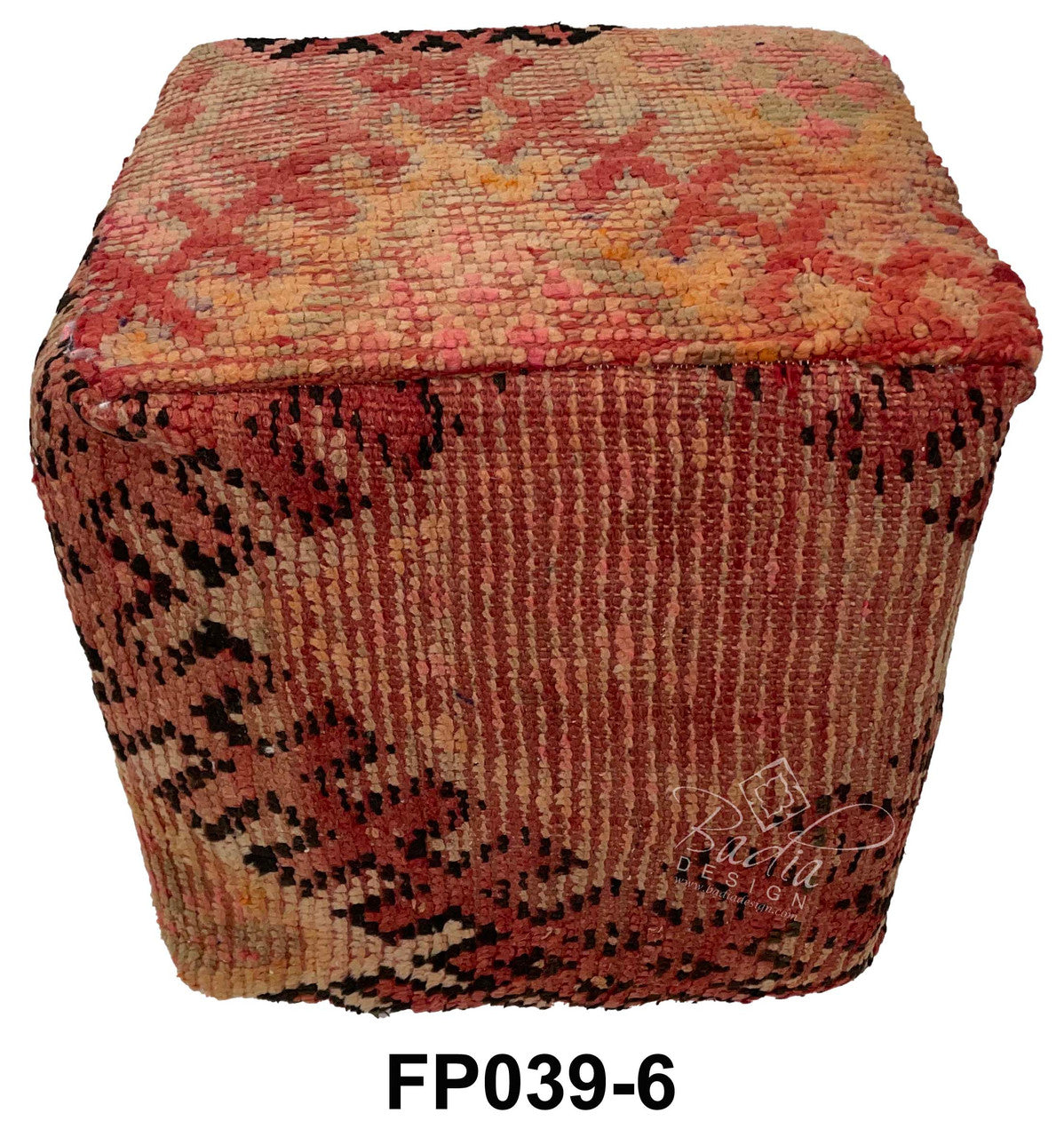 Handwoven Wool Square Shaped Kilim Ottoman