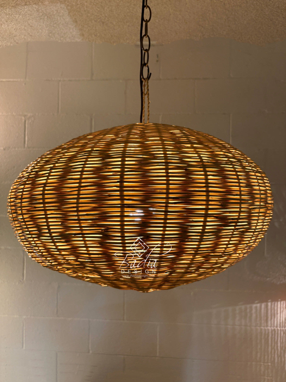 Handwoven Oval Shaped Raffia Lantern