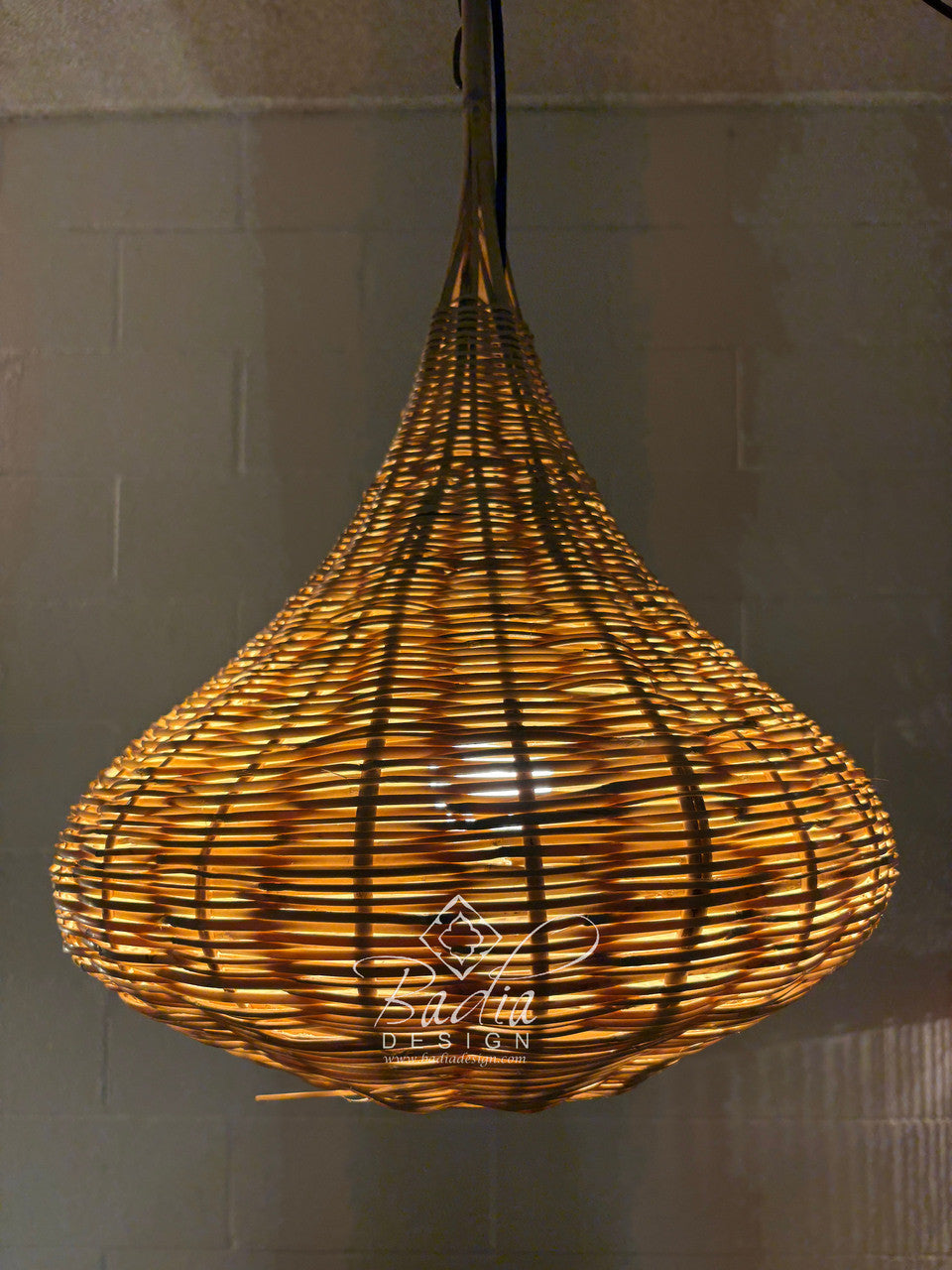 Handwoven Teardrop Shaped Raffia Lantern