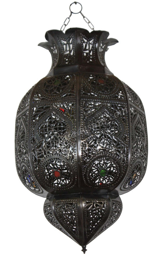 Hanging Lantern with Multi Color Glass