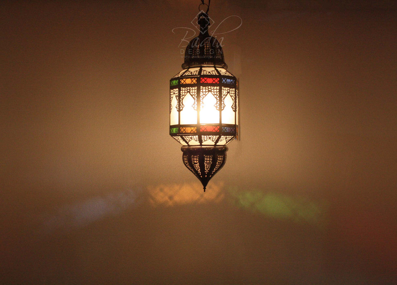 Hanging Multi Color Glass Lantern