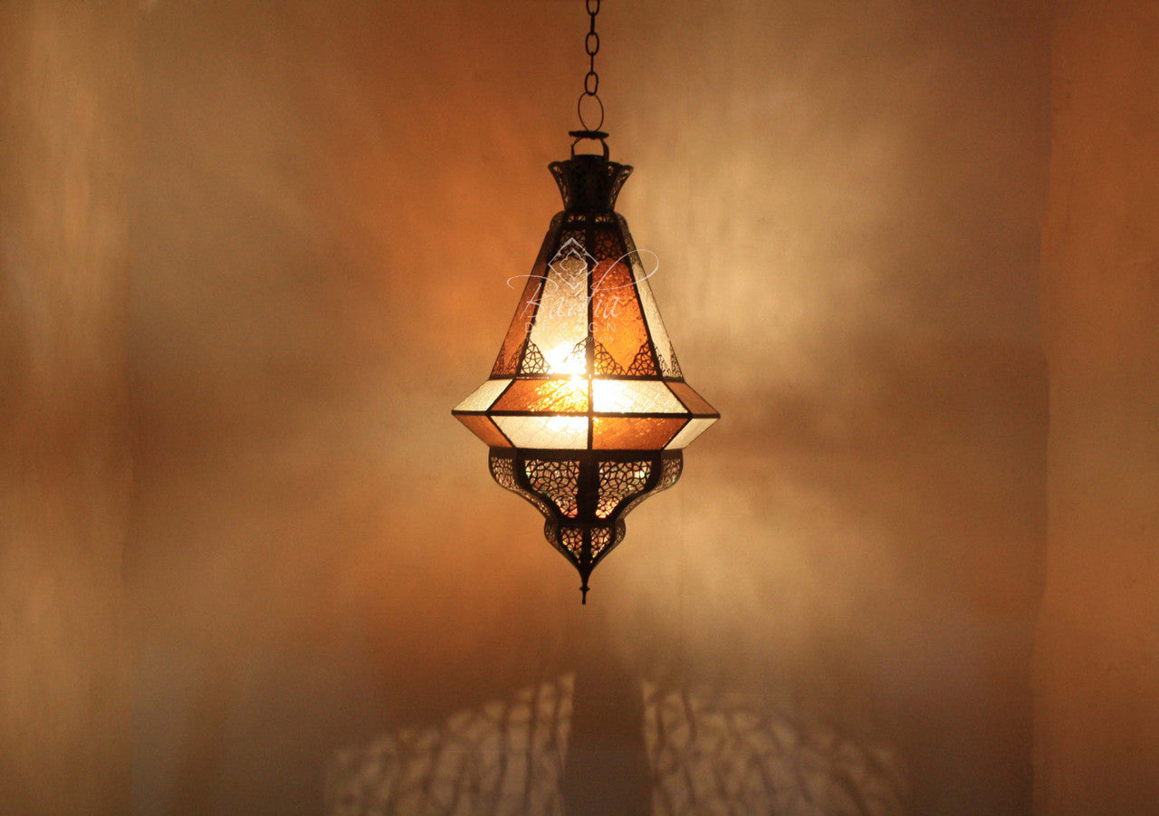 Hanging Multi Color Glass Lantern