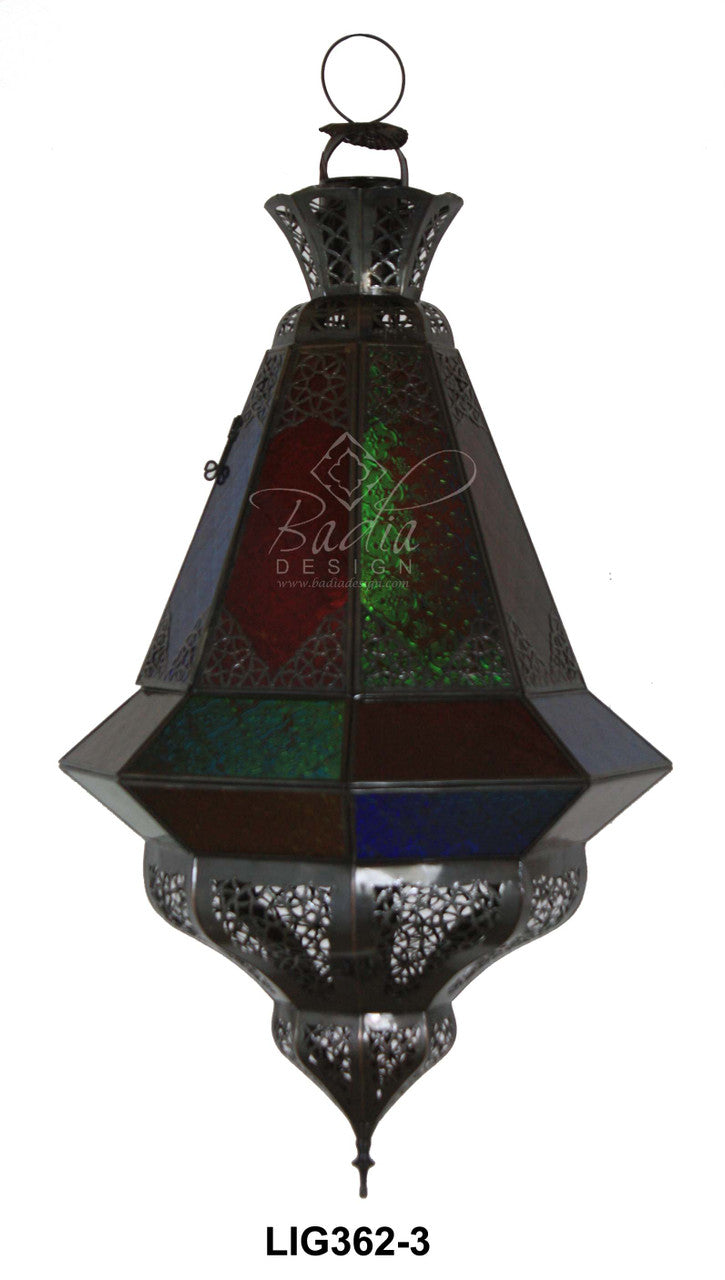 Hanging Multi Color Glass Lantern