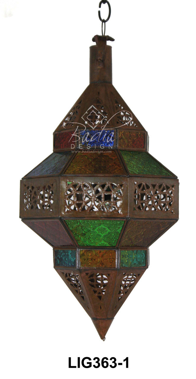 Hanging Multi Color Glass Lantern