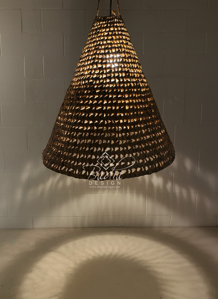 Handwoven Cone Shaped Raffia Lantern