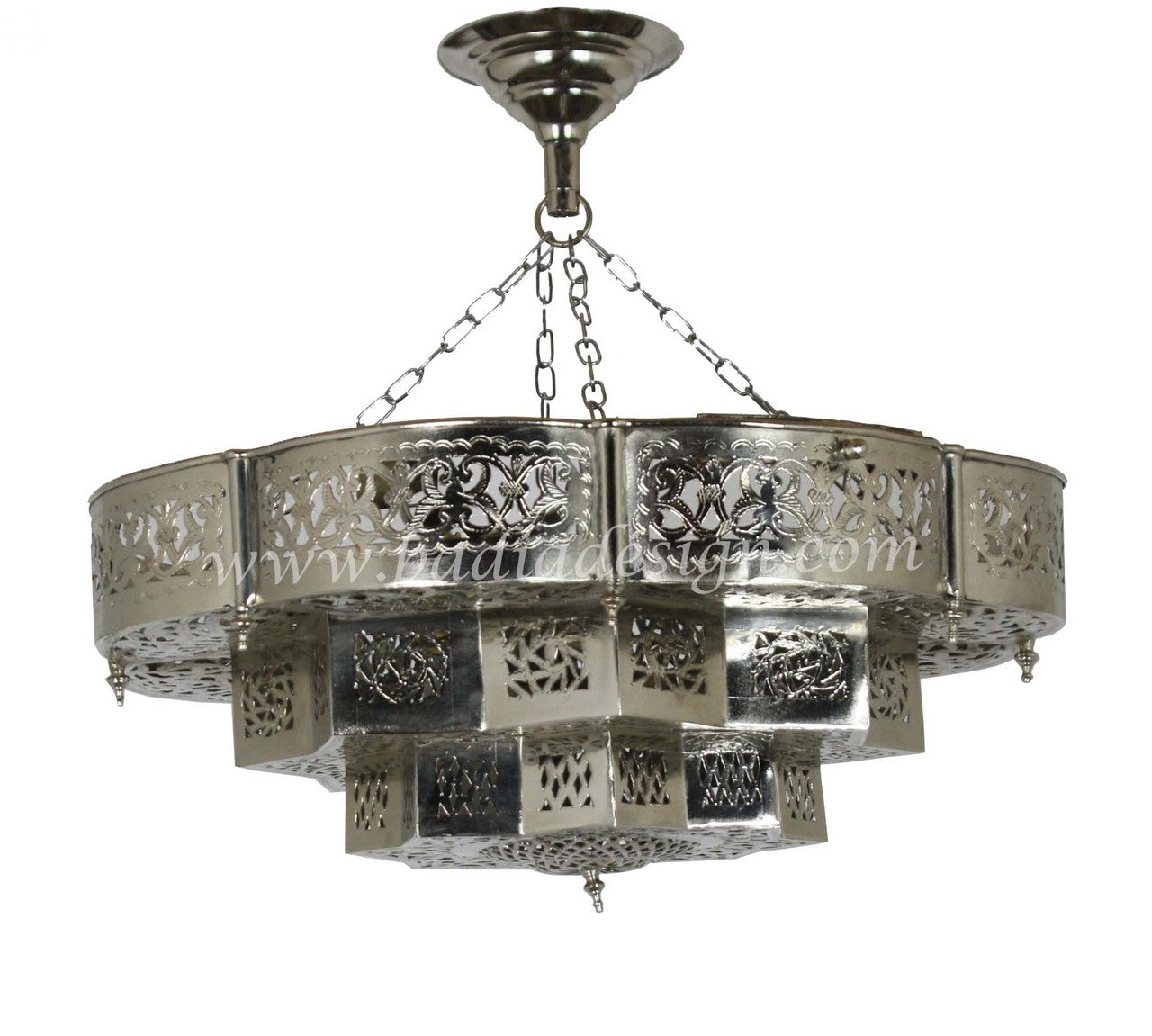 Layered Hanging Brass Silver Lantern