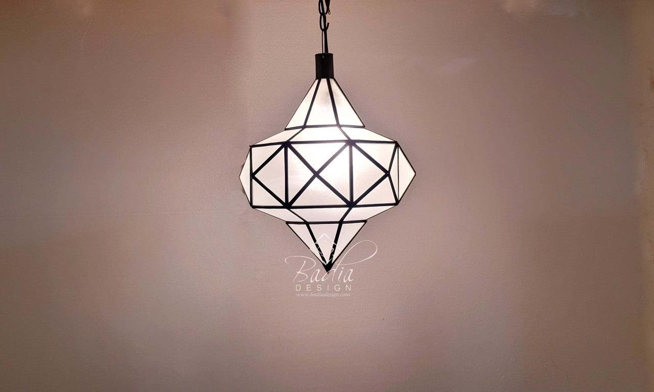 Hanging White Glass Lantern