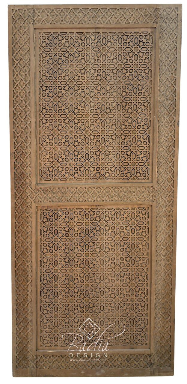 Moroccan Designed Hand Carved Wooden Door