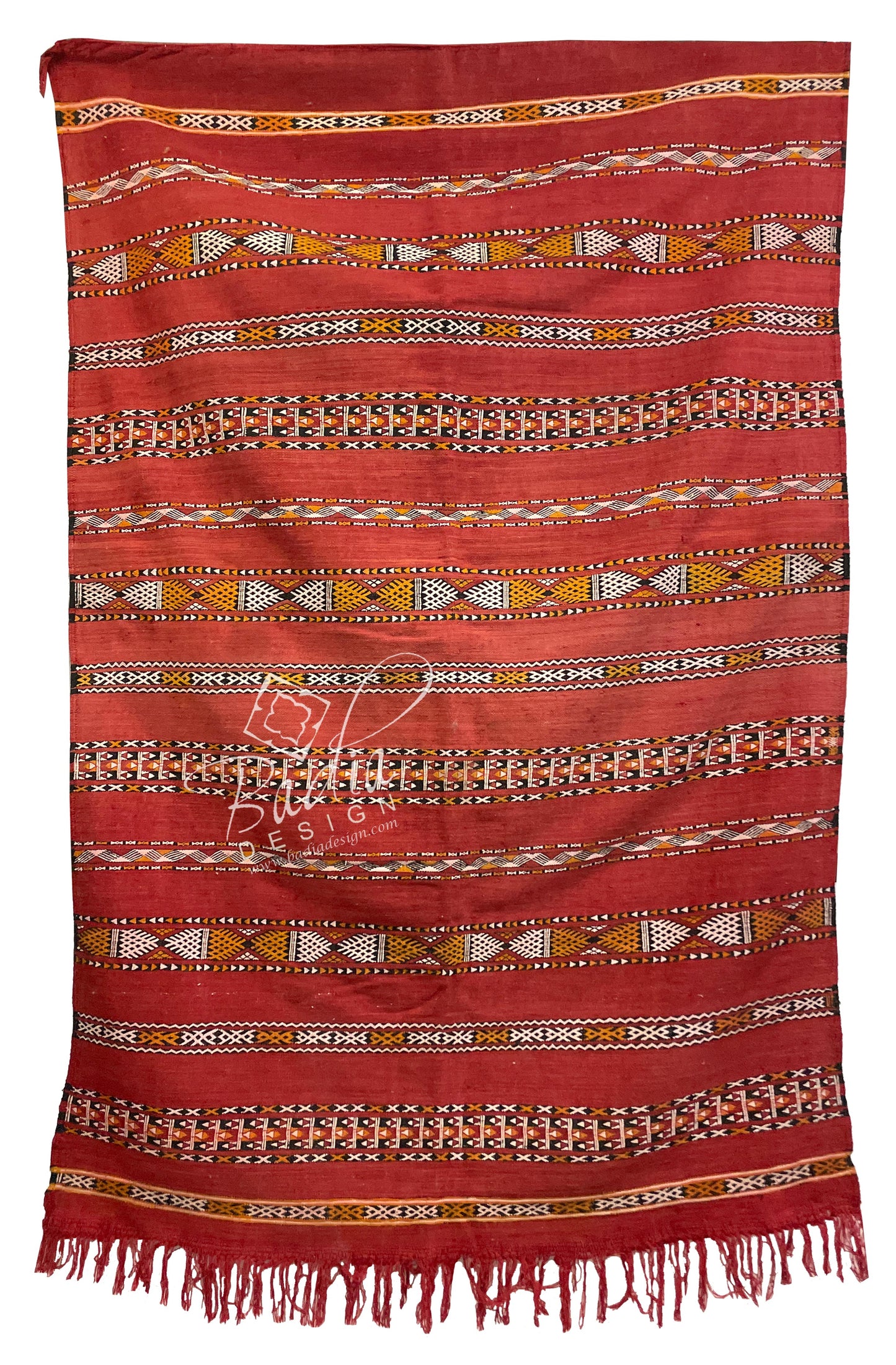 Red Multi-Color Authentic Moroccan Kilim Rug