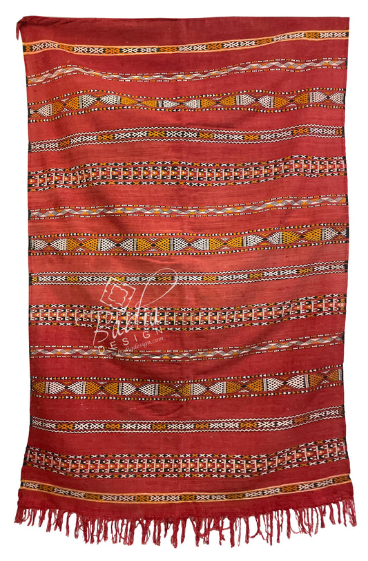 Red Multi-Color Authentic Moroccan Kilim Rug
