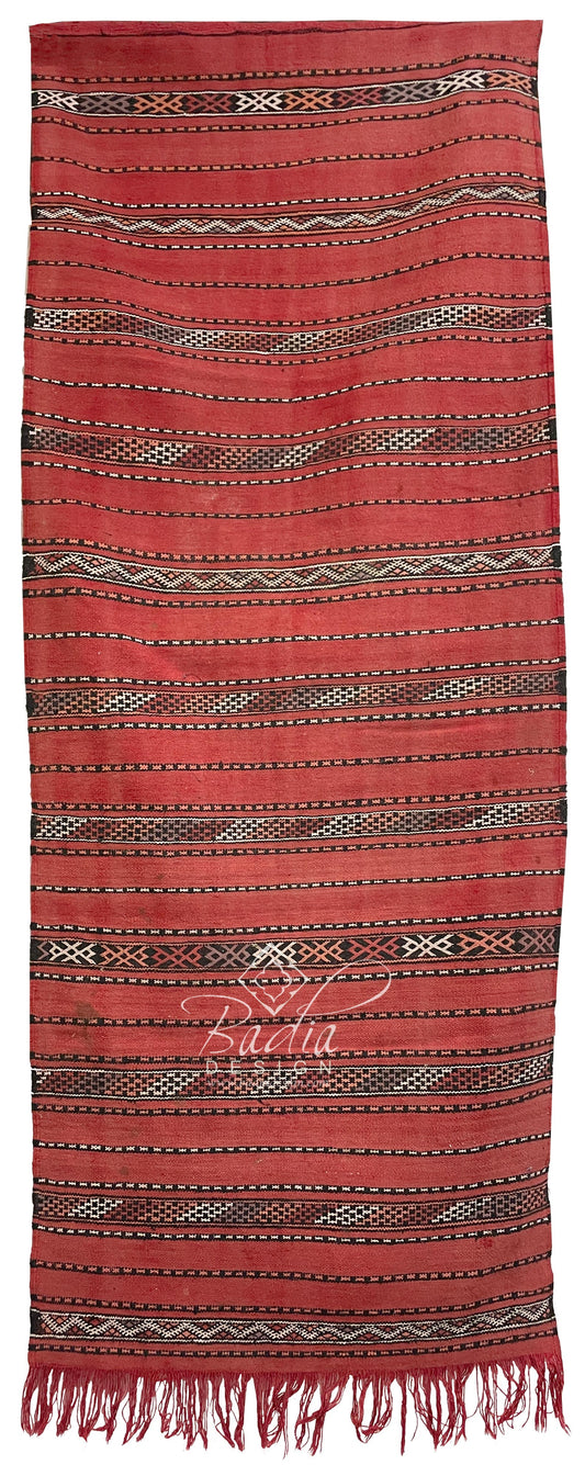 Red Multi-Color Authentic Moroccan Kilim Rug