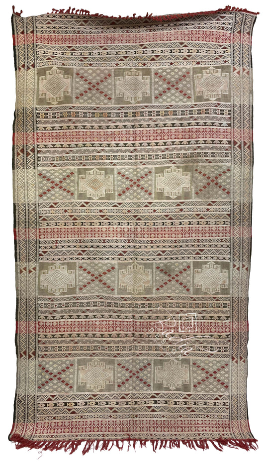 Moroccan Kilim Rug with Tribal Designs