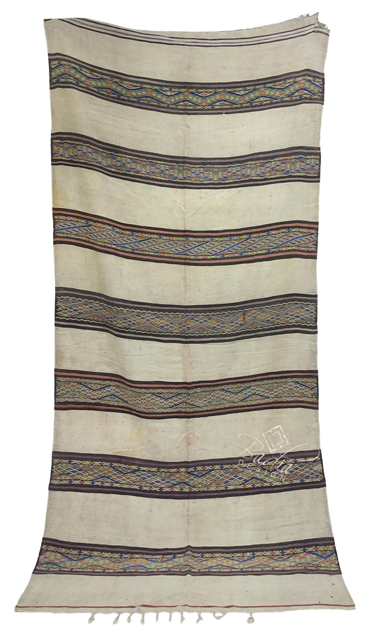 Beige Multi-Color Authentic Moroccan Kilim Rug