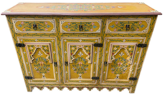 Large Yellow Hand Painted Storage Cabinet
