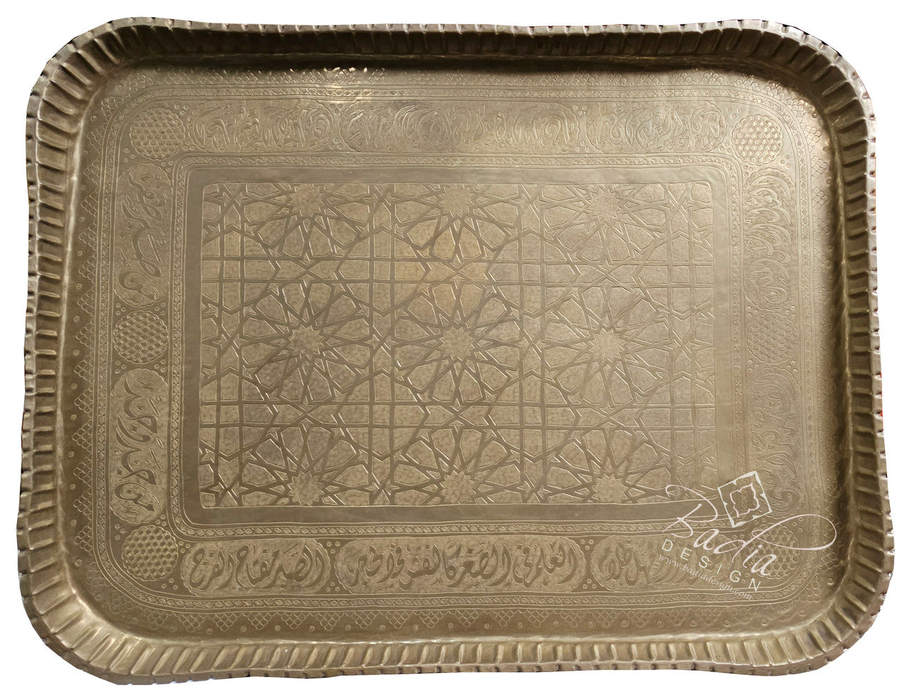 Large Vintage Rectangular Shaped Brass Serving Tray