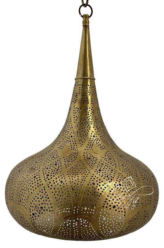 Intricately Designed Teardrop Shaped Brass Lantern