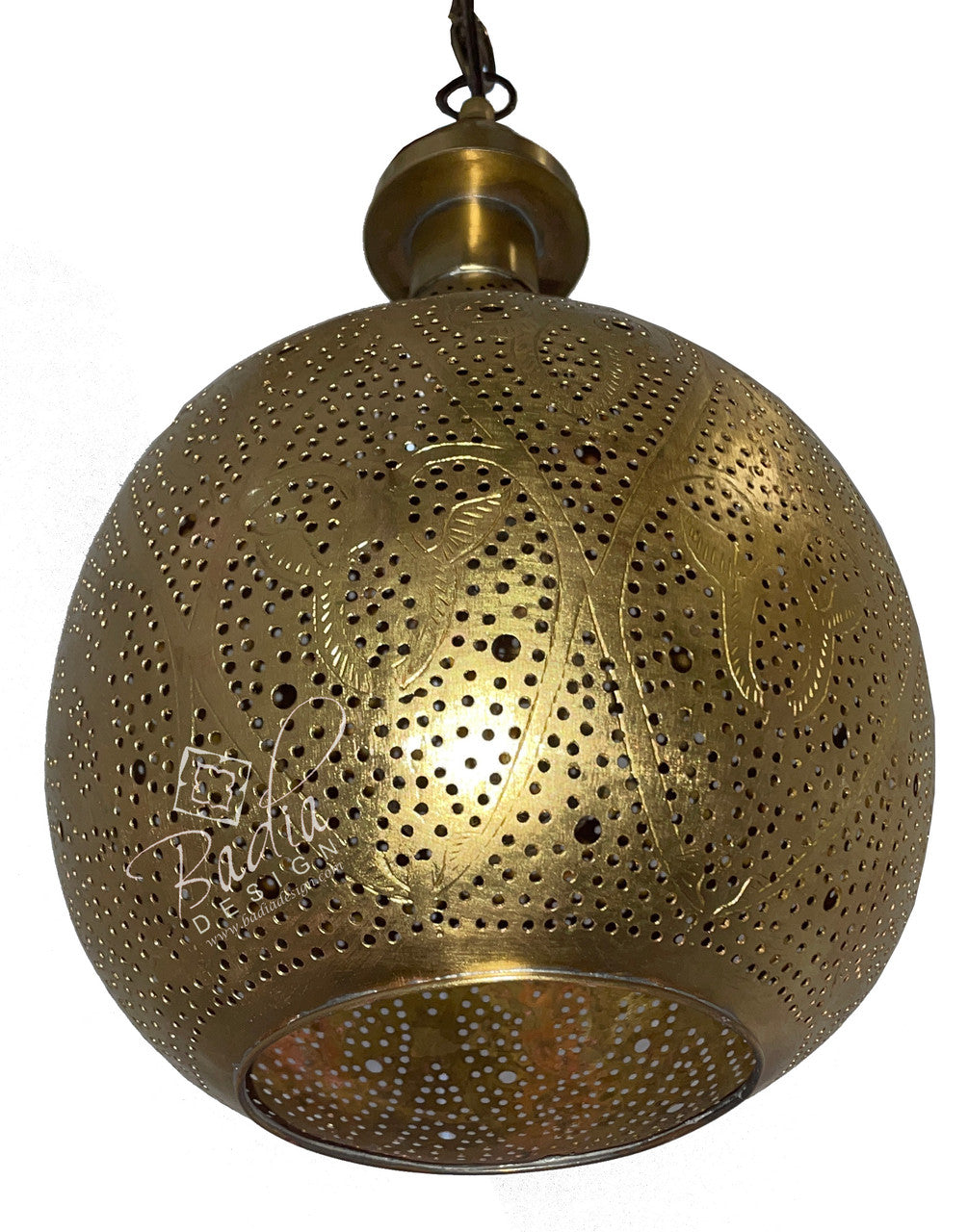 Moroccan Ornate Brass Hanging Lantern
