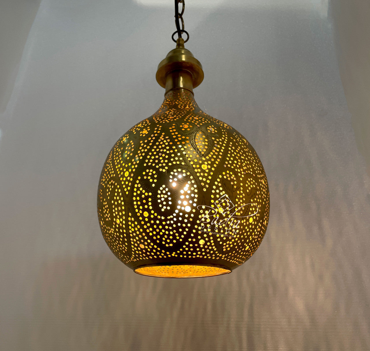 Moroccan Ornate Brass Hanging Lantern