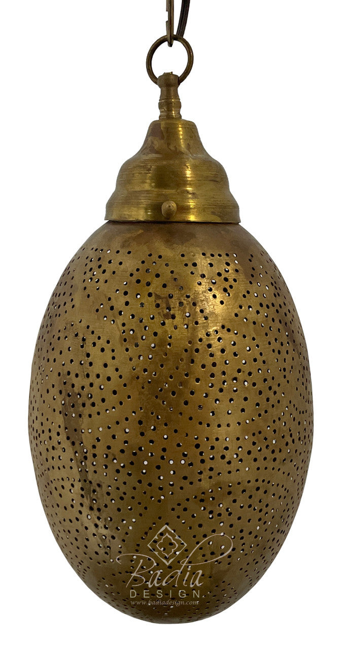 Hand-Punched Ornate Brass Hanging Lantern