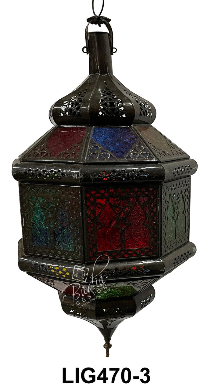Hanging Multi-Color Glass Lanterns