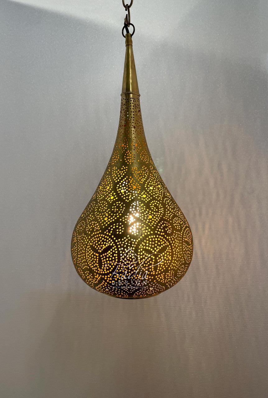 Intricate Teardrop Brass Lantern