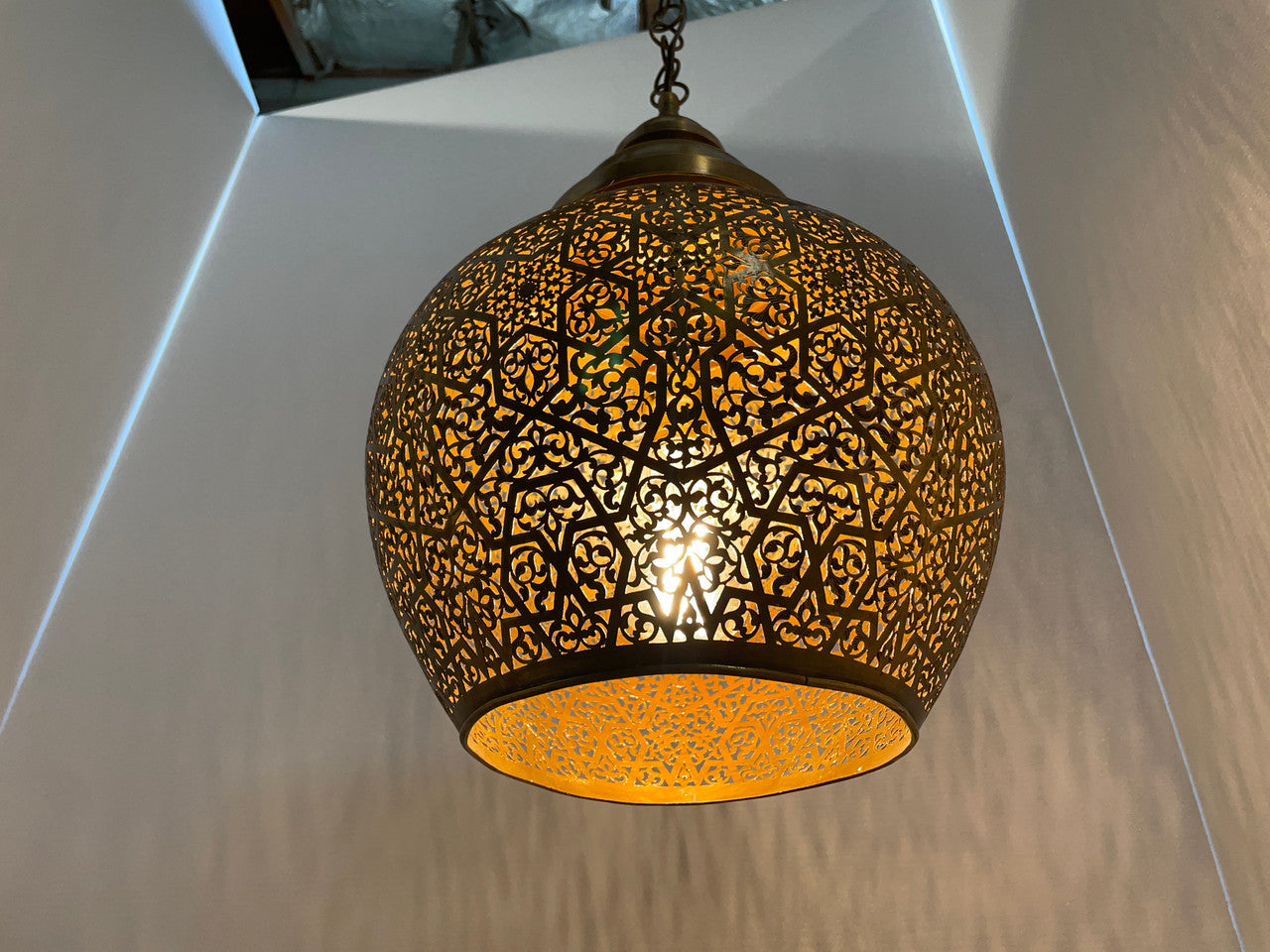 Intricate Hand Punched Brass Lantern