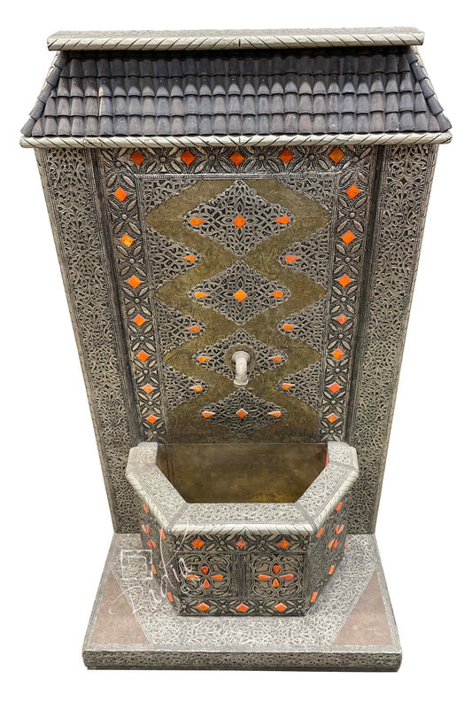 Metal and Orange Bone Wall Fountain
