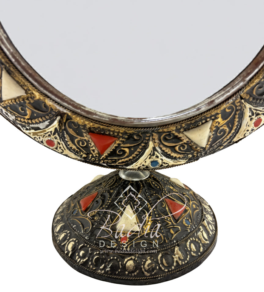 Metal and Bone Makeup Mirror on Stand