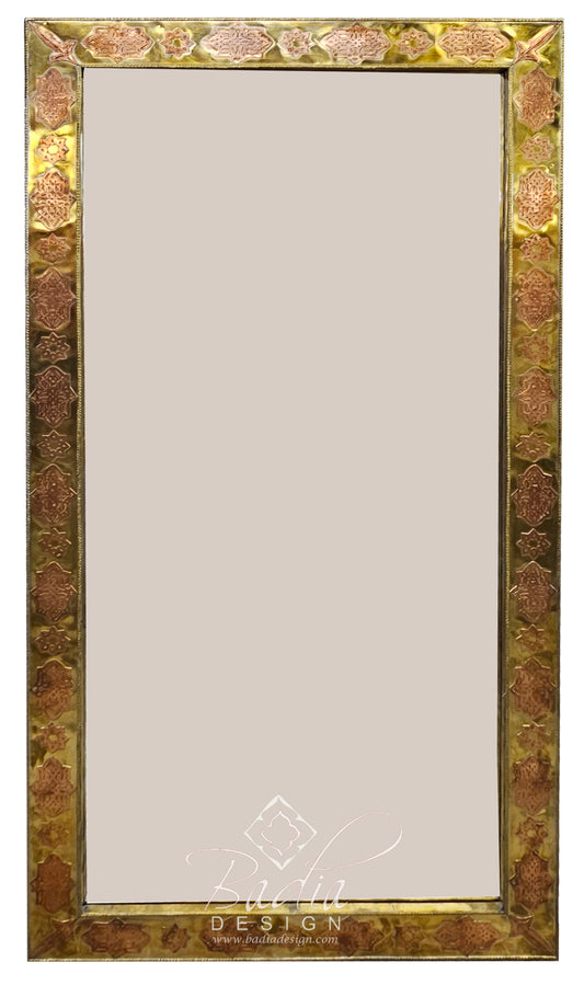 Rectangular Shaped Brass and Bronze Frame Mirror