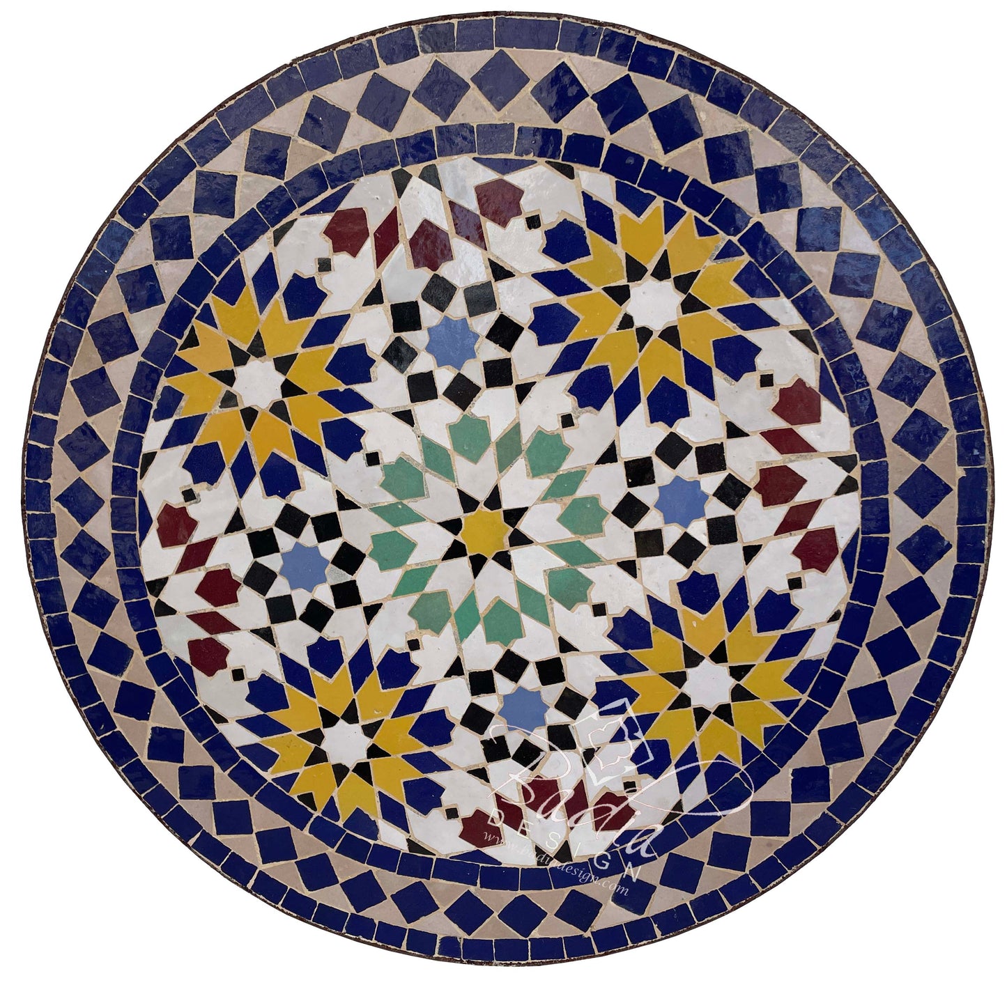 Intricately Designed Round Tile Table Top