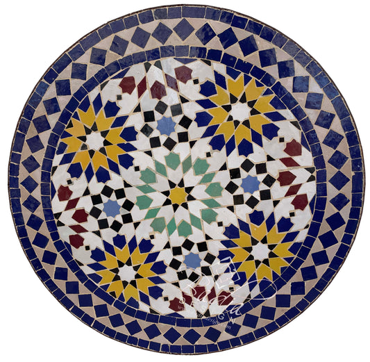 Intricately Designed Round Tile Table Top