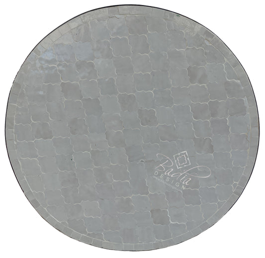 Intricately Designed Off White Round Tile Table Top