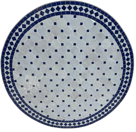 Blue and Beige Ceramic Tile Table Top