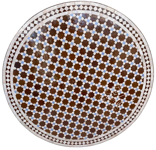 Round Multi-Color Moroccan Mosaic Tile Table Top