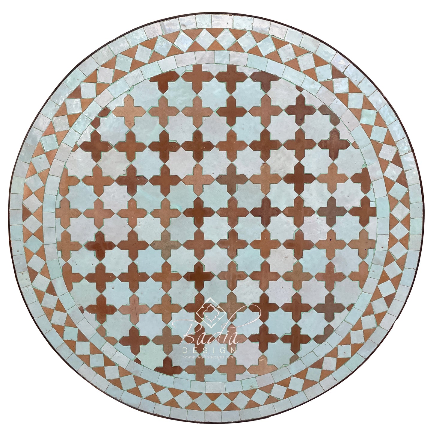 Intricately Designed Round Tile Table Top
