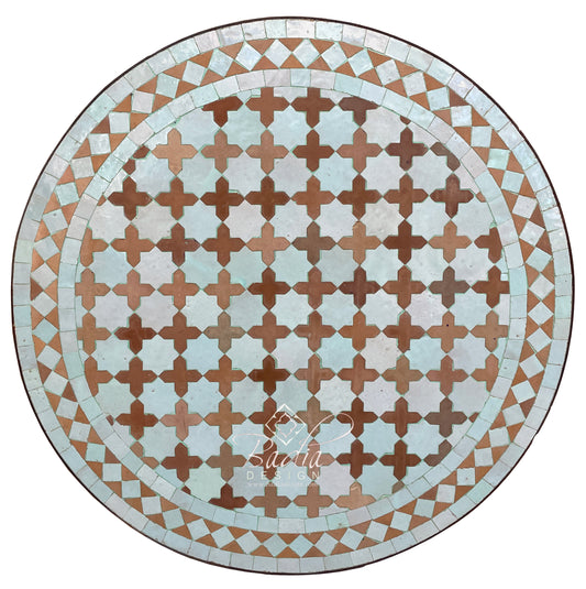 Intricately Designed Round Tile Table Top