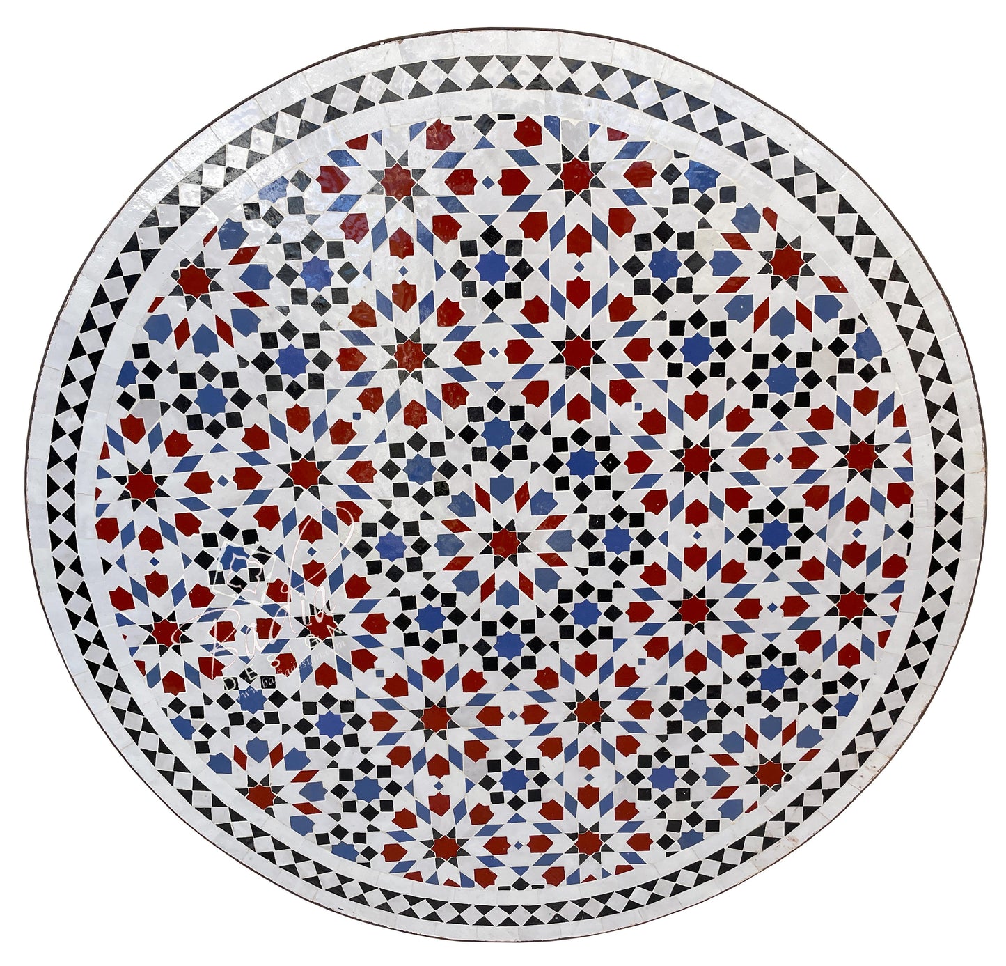Round Moroccan Multi-Color Mosaic Tile Table Top