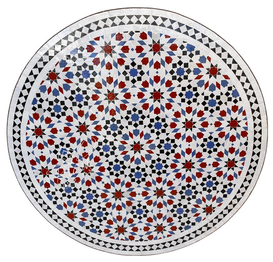 Round Moroccan Multi-Color Mosaic Tile Table Top