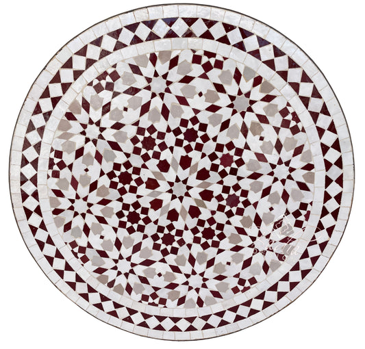 Intricately Designed Multi-Color Round Tile Table Top