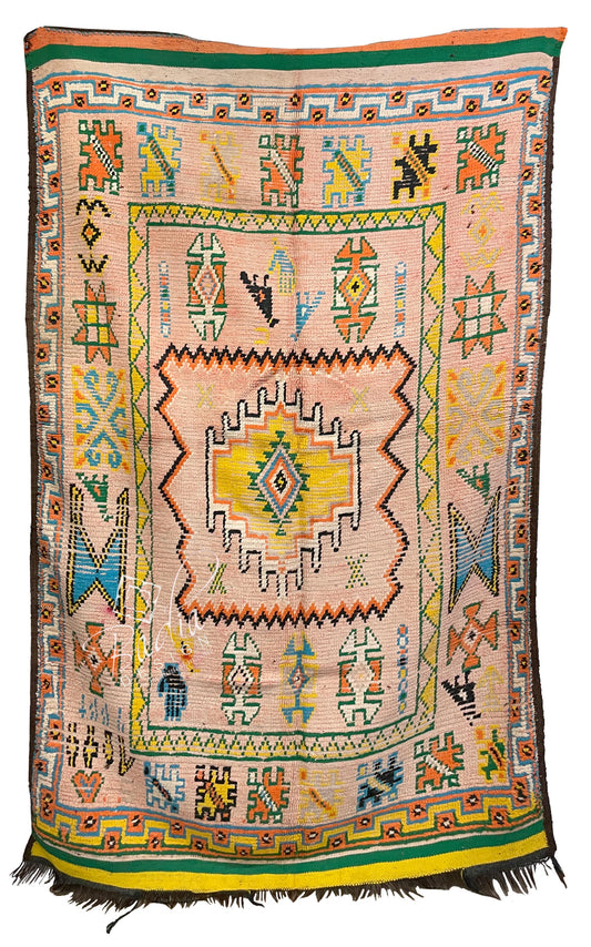 Multi-Color Moroccan Rug with Tribal Designs