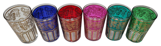 Multi Color Arabsesque Motif Tea Glass Set - Pack of 6