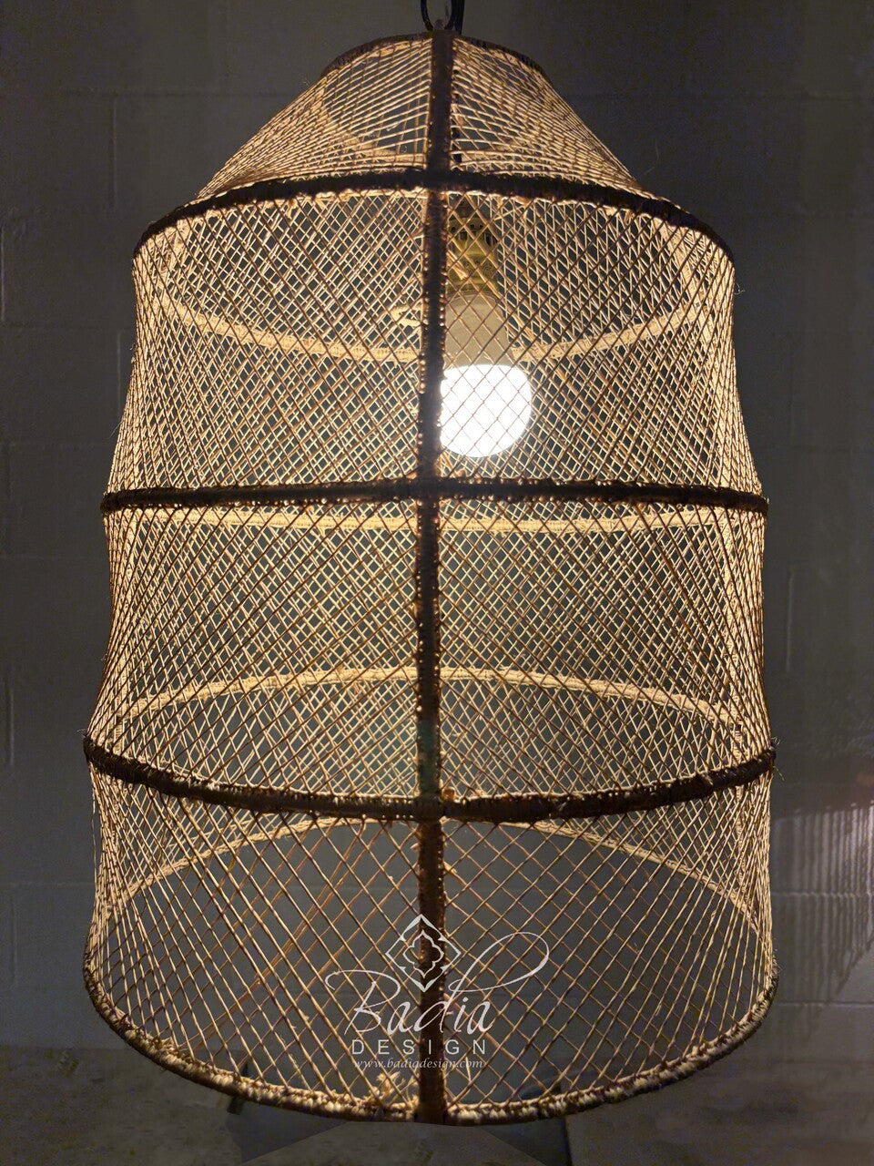 Natural Raffia Dome-Shaped Lantern