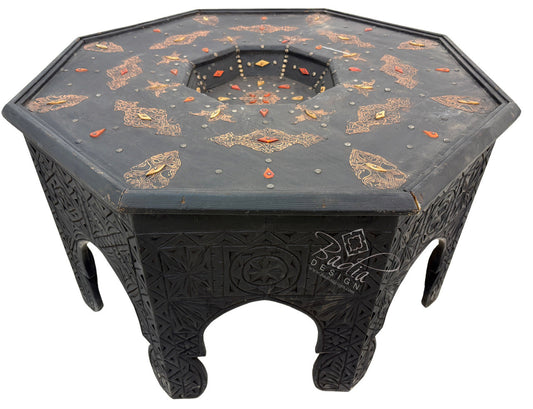 Octagon Embossed Metal and Bone Table