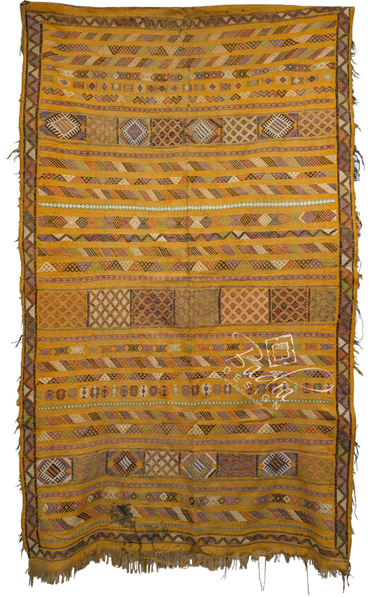 Orange Tribal Rug with Geometric Designs