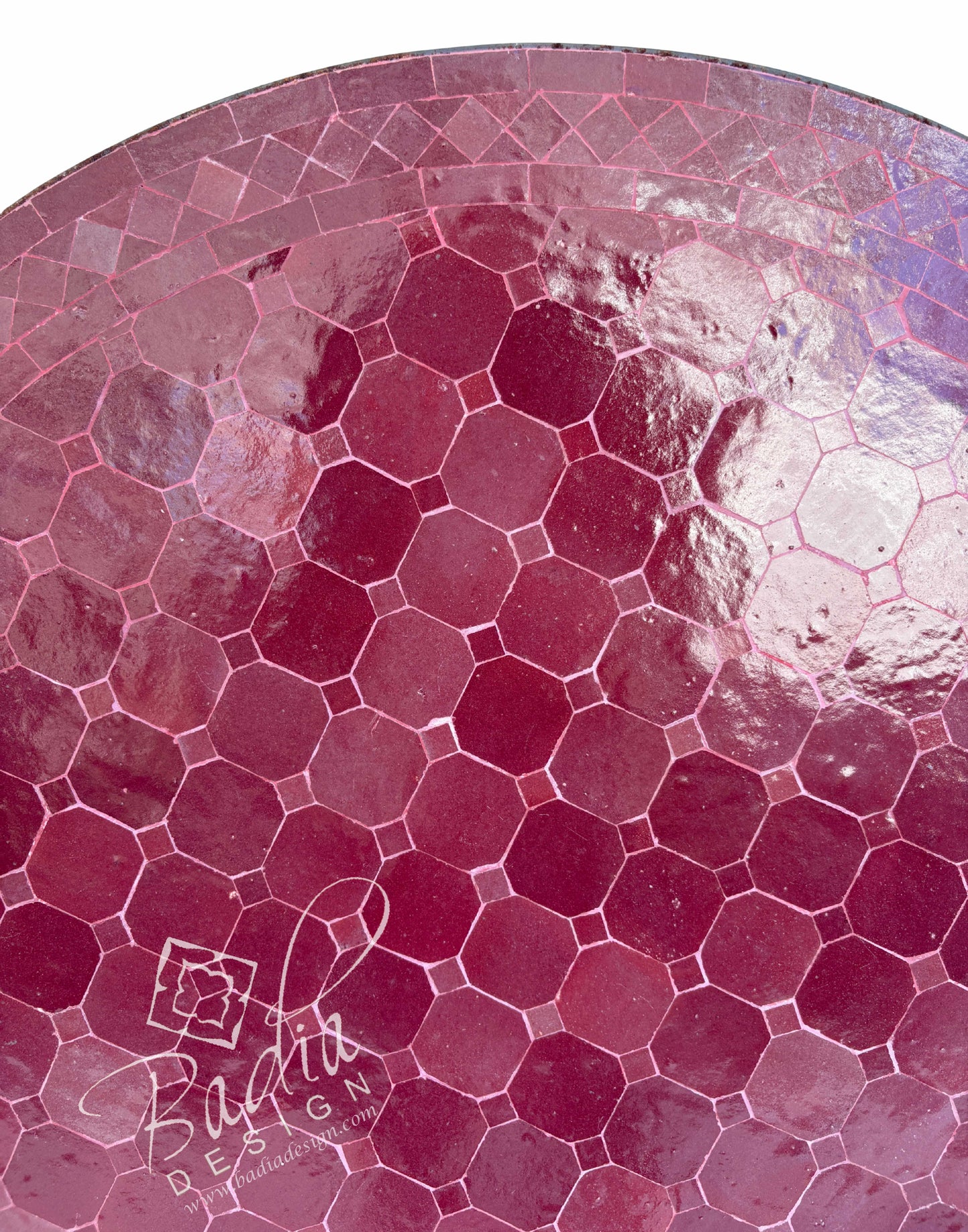 36 Inch Burgundy Tile Table Top