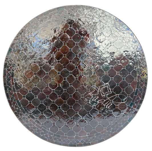 36 Inch Dark Brown Round Tile Table Top