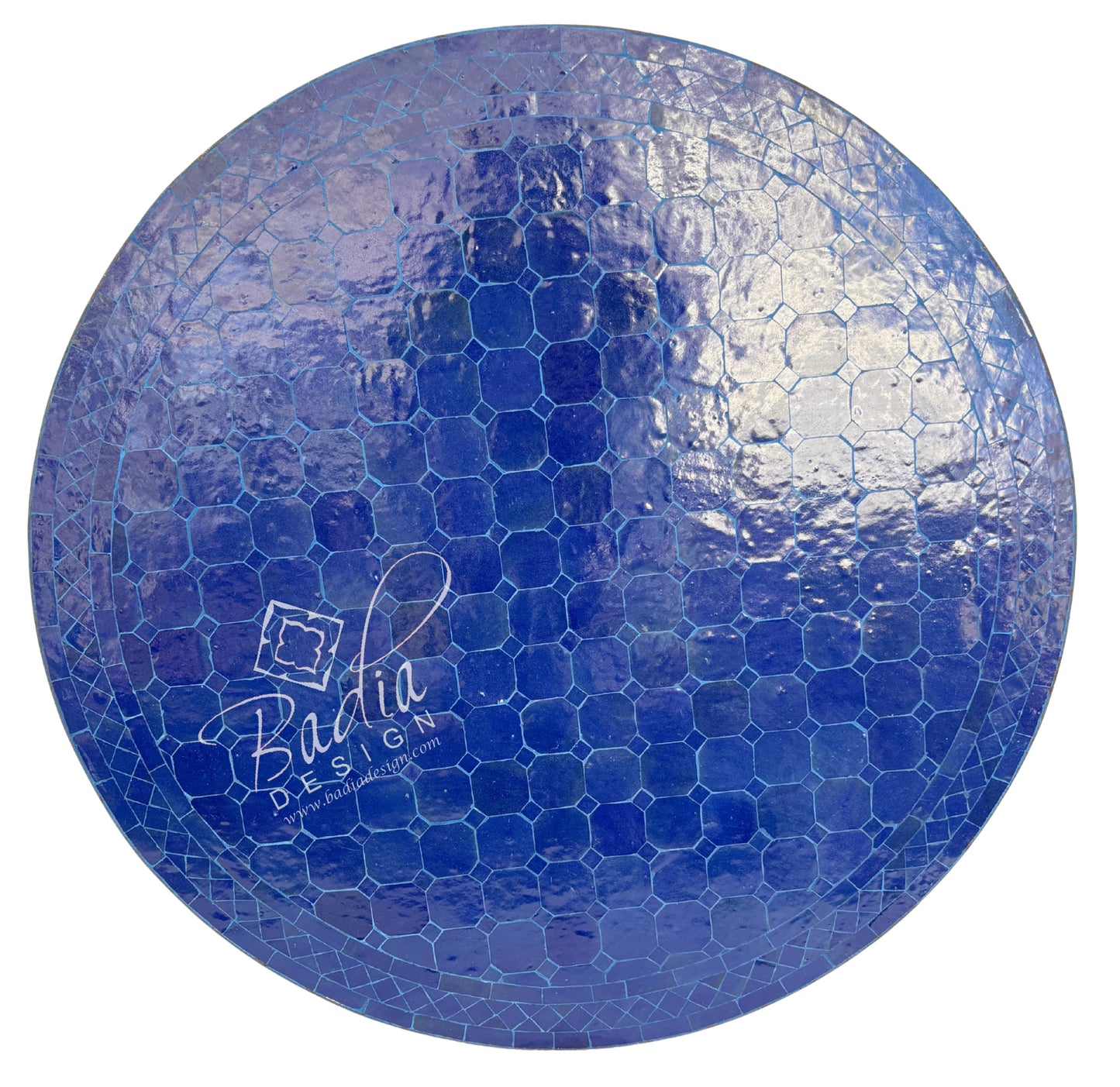 36 Inch Solid Blue Round Tile Table Top