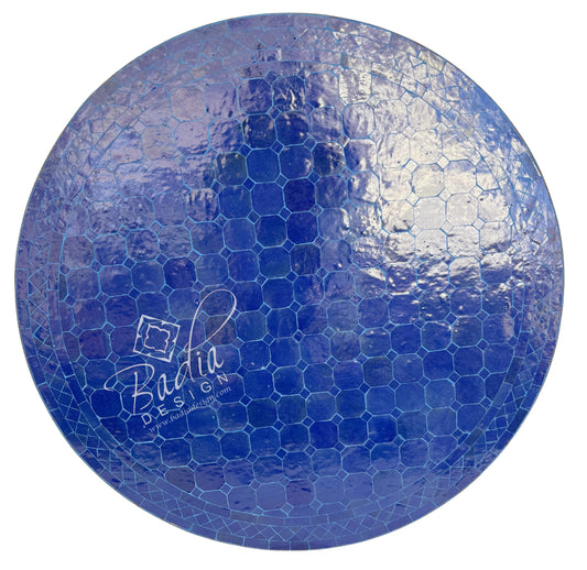 36 Inch Solid Blue Round Tile Table Top
