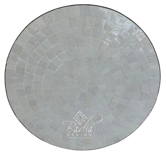24 Inch Round White Multi-Shade Tile Table Top