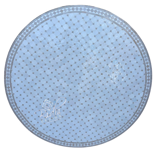 60 Inch Beige and Off-White Tile Table Top